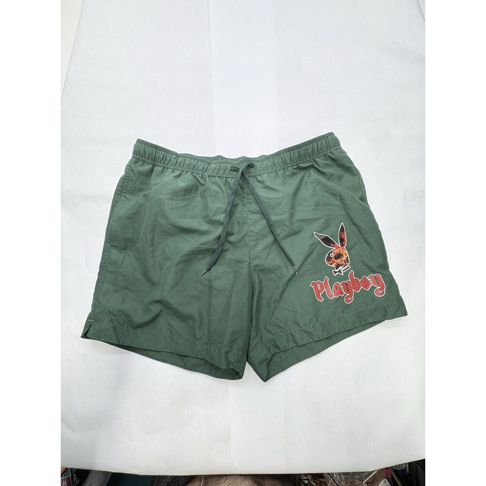 Playboy by PacSun Swim Trunks Men’s L Green Logo Shorts Bunny Graphic Mesh Lined